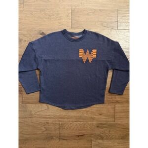 Academy‎ Whataburger Sweatshirt Navy Blue Orange Graphic Pullover Small